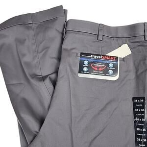 Roundtree Yorke Travel Smart Core Comfort Tallman 38x36 Classic Fit Gray Pants